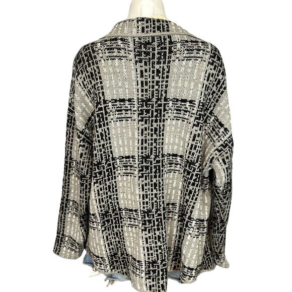 By Design Plaid Shacket Cardigan Sweater XXL Black Gray Oversize Relax Fit Ava - Picture 3 of 6